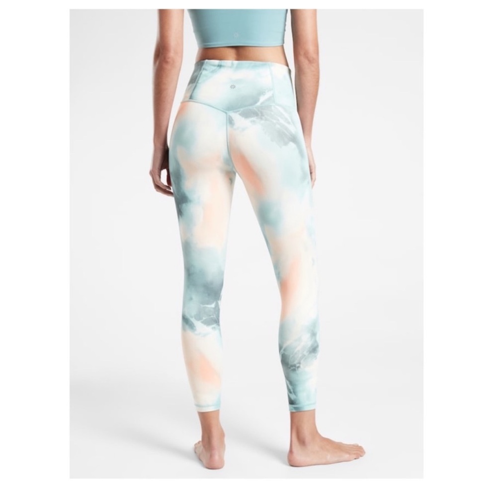 Athleta Blue and Pink Tie-Dye Leggings